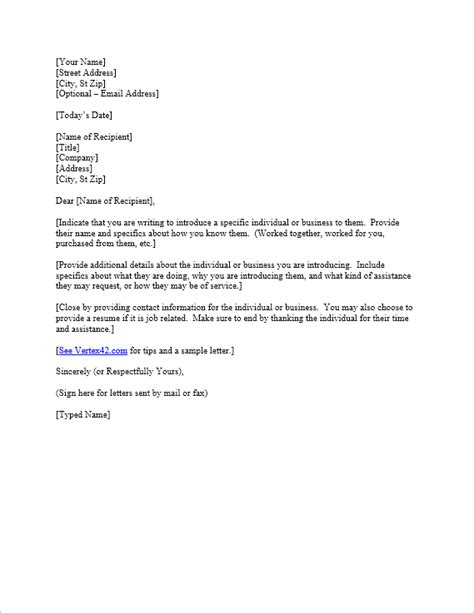letter  introduction template sample introduction letter