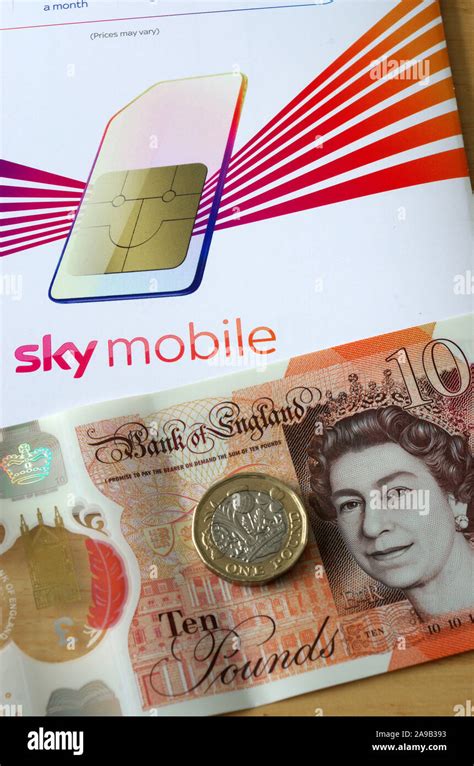 sky mobile sim card advertising  money uk stock photo alamy