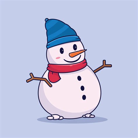 bonhomme de neige mignon heureux adorable illustration vectorielle de