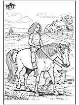 Coloring Horse Pages Riding Girl Horses Colouring Horseriding Print Printable Color Adult Rider Dog Farm Horseback Scene Animals sketch template