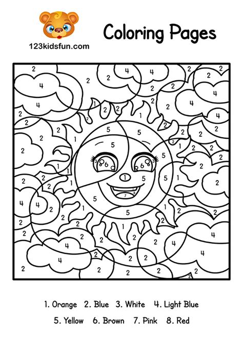 color  number summer coloring pages  kids printable  kids fun