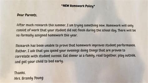 texas teacher announces  homework policy  class abc news