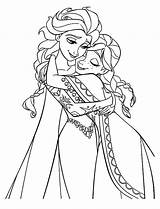 Elsa Anna Hugging Coloring Snow Pages Queen sketch template