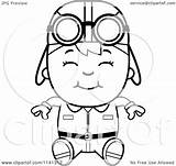 Pilot Aviator Clipart Cartoon Sitting Boy Coloring Happy Thoman Cory Outlined Vector Regarding Notes sketch template