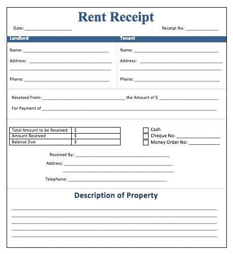 printable rent receipt template elegant rent receipt template