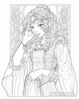 Lineart Colouring Elven Meadowhaven sketch template