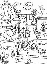 Zoo Coloring Pages Animals Kids sketch template