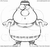 Surprised Plump Gym Man Clipart Cartoon Outlined Coloring Vector Thoman Cory Royalty sketch template