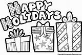 Happy Holidays Coloring Pages Printable Holiday Colouring Year sketch template