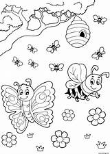 Abeille Papillon Miel Ruche Section Colorier Meilleures Bijen Primanyc Insecte Imprimé Fois Jecolorie Danieguto sketch template