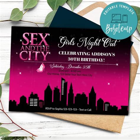 Sex And The City Birthday Invitation Template For Girl Printable Bobotemp