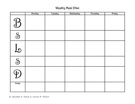 12 Meal Plan Worksheet Pdf