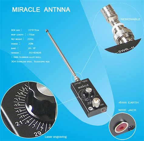 portable qrp all band miracle antenna with detachable whip hf uhf vhf