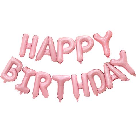 pink happy birthday foil ballon banner thepartypoppercom