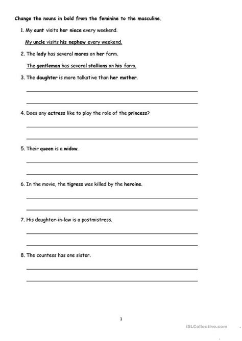 Gender Worksheet For Grade 5