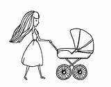 Mamma Passeggino Carrinho Cochecito Kleurplaat Kinderwagen Mamá Bebé Acolore Festa Criança Mãe sketch template