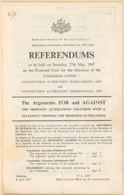 Referendums To Be Held On Saturday 27th May 1967 State Library Of