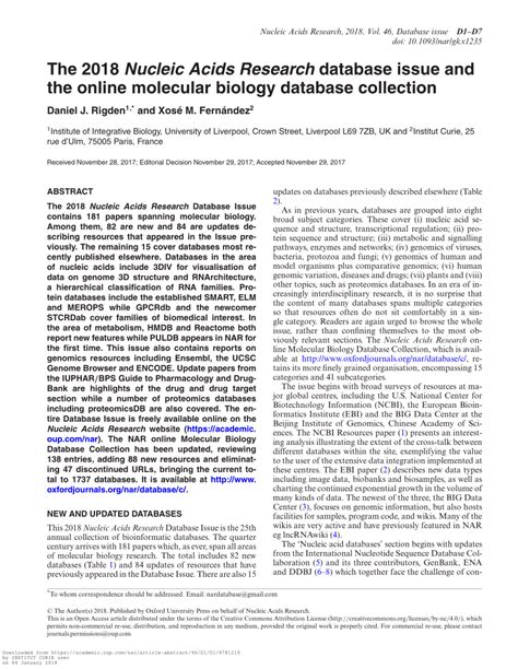 nucleic acids research  issue