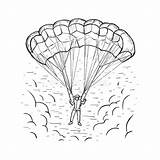 Paragliding Colouring Parachute Skydiver sketch template