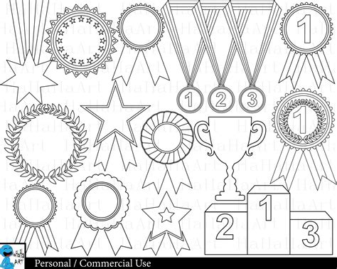 outline winner medals digital clipart clip art graphics