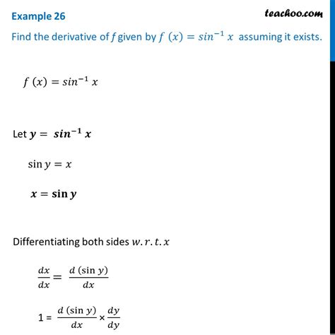 what is the differentiation of sin inverse x sin 1 x teachoo
