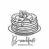 Pancake Pancakes Pfannkuchen Gezeichnete Syrup Blueberries Badge Disegnati Baking Raspberries Backen sketch template