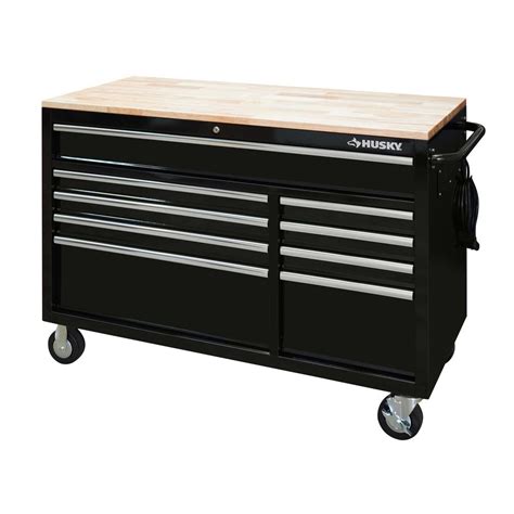 Husky 52 In W 9 Drawer Deep Tool Chest Mobile Workbench In Gloss