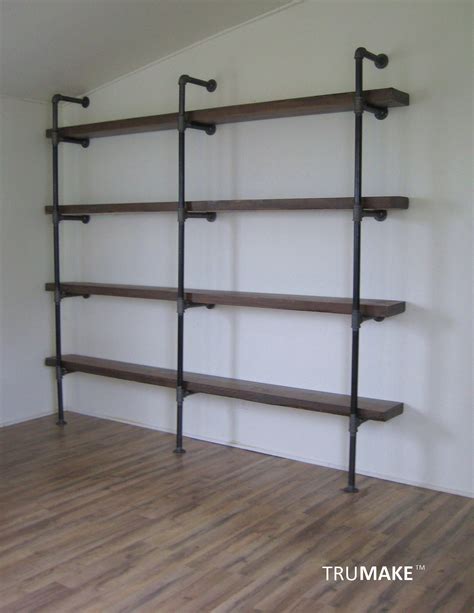 industrial wall shelving unit book shelf shelving unit rustic wood