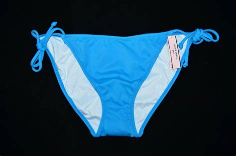 Victoria S Secret Equator Blue Ruched Teeny Bikini Bottom Medium M Swim New