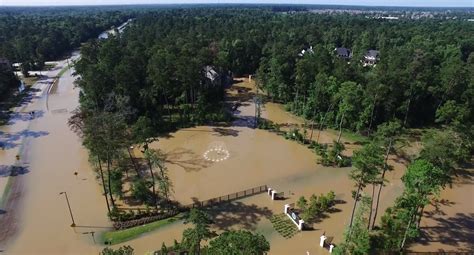 drone footage shows flooding   woodlands  houston houston chronicle