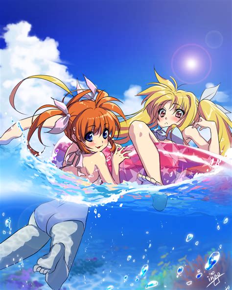 fate testarossa and takamachi nanoha lyrical nanoha and 1 more drawn