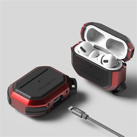 airpods pro case active series metal red vrs design touch  modern