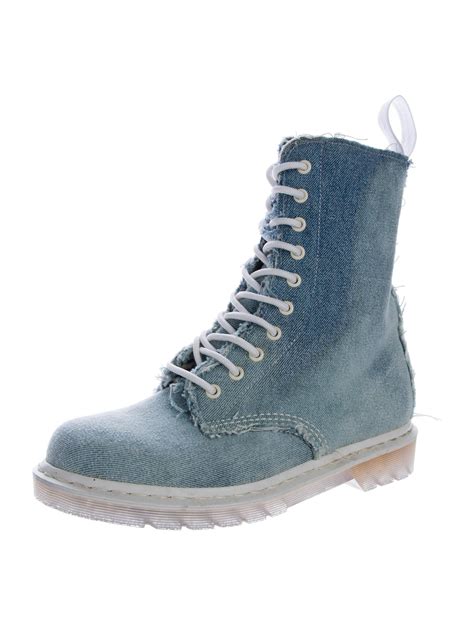 white  dr martens  denim boots blue boots shoes   realreal