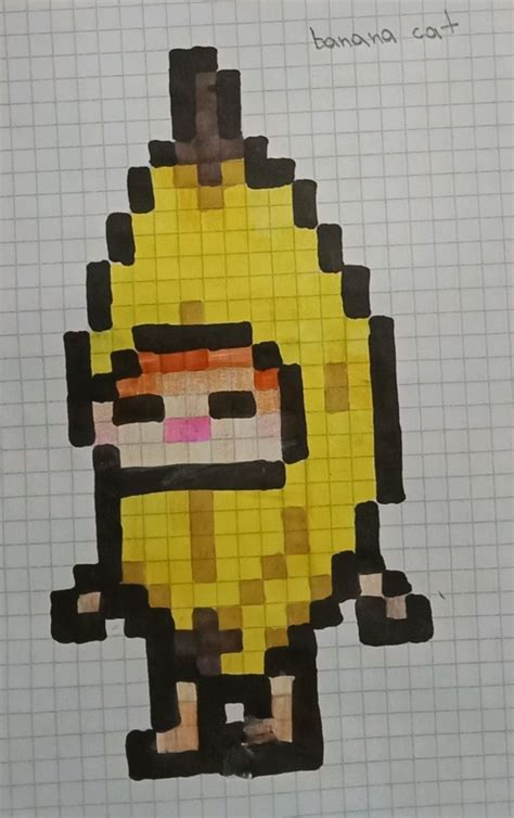 Banana Cat Pixel Art Drawing