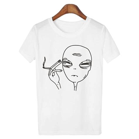 women t shirt cute smoking alien harajuku hipster top t shirt summer
