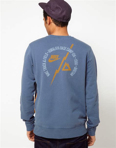lyst nike vintage marl crew sweatshirt in blue for men