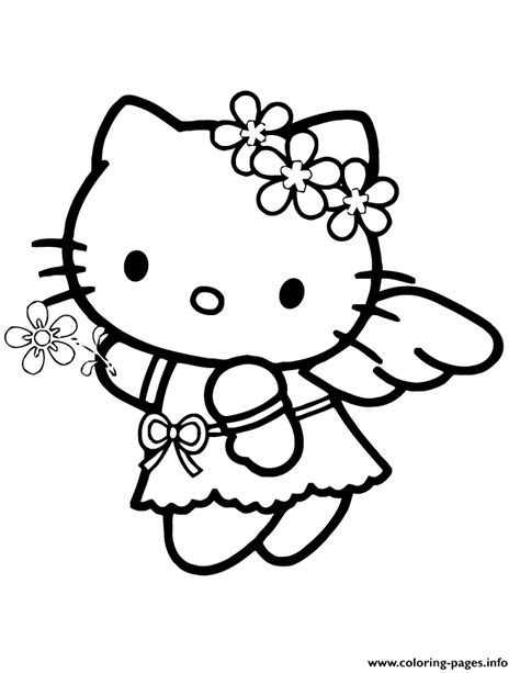 angel  kitty coloring page printable
