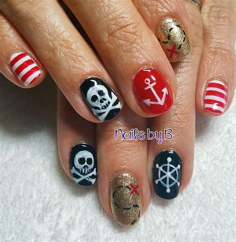 pin  lyndsey coffey  nails pirate nails pirate nail art edgy nails