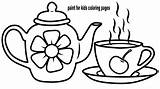 Cup Tea Teapot Drawing Coloring Vintage Pages Template Clipartmag sketch template