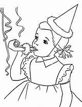 Birthday Girl Coloring Happy Pages Blowing Horn Trumpet Anniversary Drawing Color Getcolorings Luna Popular Getdrawings sketch template