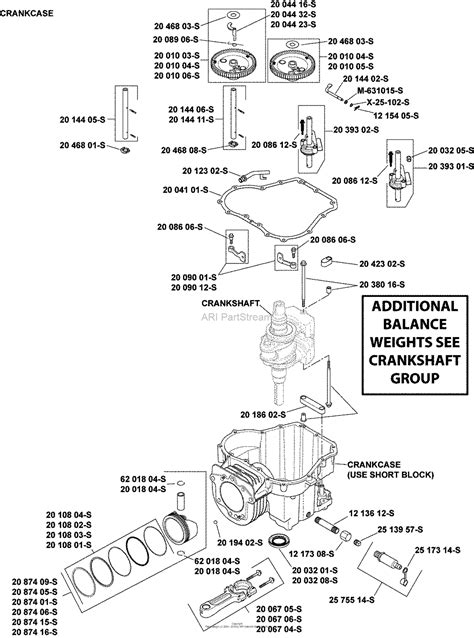 kohler sv  mtd  hp  kw parts diagram  crankcase group