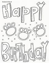 Birthday Coloring Happy Dog Pages Doodle Paws Dogs Color Printable Print Getcolorings Pet Alley sketch template