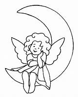 Angel Coloring Pages Cute Little Printable Kids Print Color Moon Baby Sweet Sun Pattern Anjos Desenhos Girls sketch template