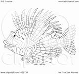 Coloring Fish Lion Outline Lionfish Illustration Royalty Clip Bannykh Alex Cliprt Pages Getdrawings Getcolorings Printable sketch template