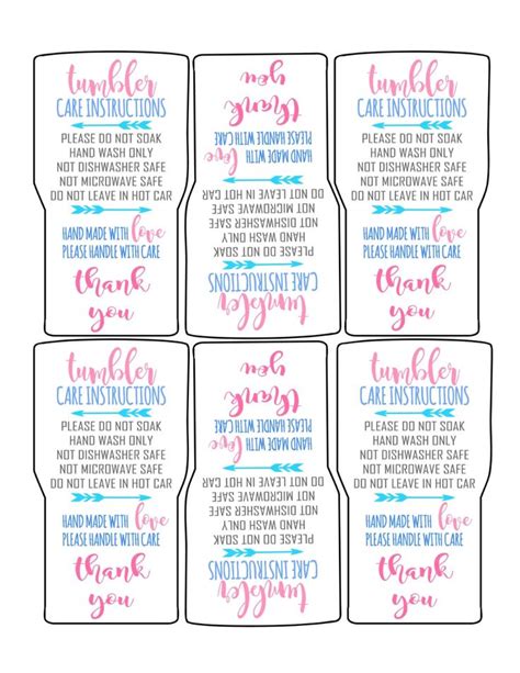 printable tumbler care instructions  printable word searches