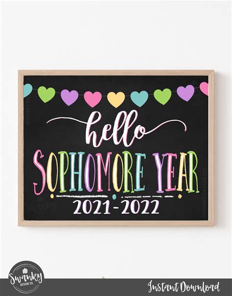 day  sophomore year sign printable  day sign etsy