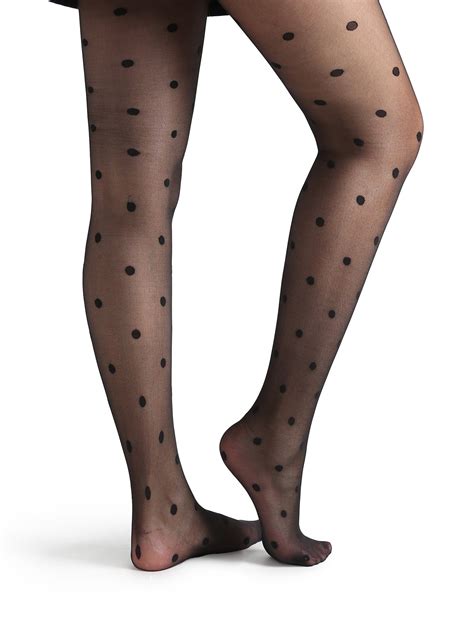 Black Polka Dot Pattern Sheer Mesh Pantyhose Stockings Shein Sheinside