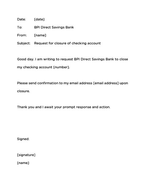 bank account closing letter request bank  close account template