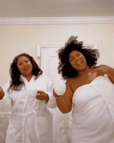 lizzo and mom dance together in bath towels and robes