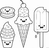 Kawaii Coloring Pages Ice Cream Book Print sketch template